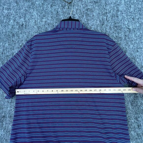 Greg Norman Mens L Blue Short Sleeve Striped ML75 TPC San Antonio Golf Resort - Picture 5 of 7